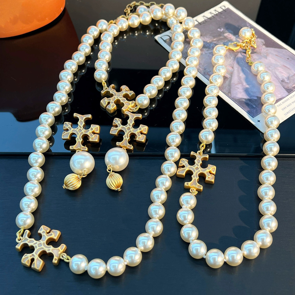 Tory Burch Pearl Drop Necklace Earrings Set